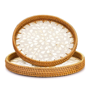 Bandeja de servir decorativa hecha de concha de nácar, organizador para el hogar, bandeja para el desayuno, hecha de nácar. - Product Image 3