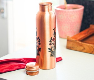 Stylish Eco-Friendly Copper <b>Water</b> <b>Bottle</b> for Home Office Gym-<b>Large</b> Capacity Portable Reusable with Ayurvedic Health Benefits - Product Image 3