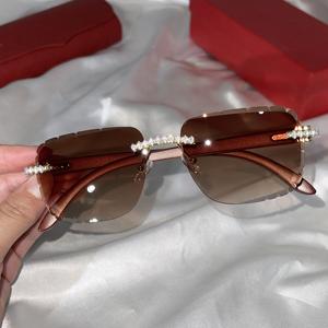 RAMDUT IMPEX Luxurious Unisex Rimless Rectangle <b>Sunglasses</b> Crystal Accents Gradient Lenses Anti-Reflective UV Protection Custom - Product Image 1