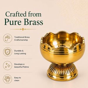 Juego de 4 Lámparas de Aceite Tradicionales de Latón con Diseño de Loto para Puja, Deepam, Artesanía, para el Hogar, Templo, Mandir, Ceremonia Religiosa - Product Image 6