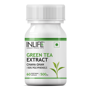 INLIFE Extracto de Té Verde 500 mg Cápsulas 50% Polifenoles 60 Cápsulas Vegetarianas Paquete de Botella - Product Image 1