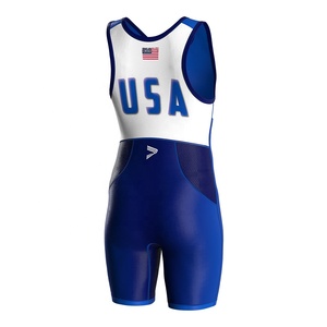 Traje de Lucha Libre para Hombre, de Una Pieza, Azul y Blanco, con Estampado por Sublimación, Ajustado, Transpirable, Elástico y Ligero, para Artes Marciales - Product Image 5