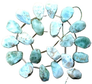 Pierre de Larimar naturelle de forme irrégulière, brute, de qualité supérieure, 1 brin non traité, indien brut, vente en gros, 21 pièces - Product Image 1