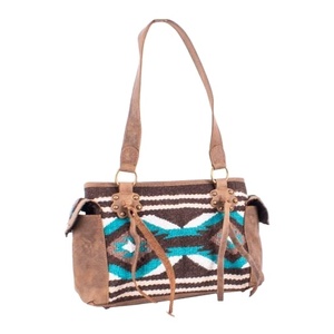 Saman de alta calidad exporta estilo bohemio bolso de cuero genuino verde azulado marrón geométrico duradero sillín manta cremallera parte superior abierta - Product Image 1