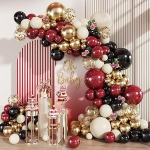 Kit Arco di Palloncini in Lattice Bordeaux, Nero, Bianco e Oro, 147 Pezzi di Diverse Dimensioni 18, 12, 10, 5 Pollici per San Valentino e Matrimoni - Product Image 1