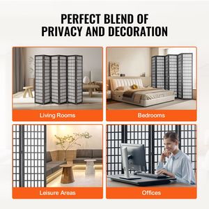 Modern 6-Panel Japanese Folding Privacy <b>Screen</b> Portable Indoor Room Divider with Decoration Elegant Stylish Partition Dividers - Product Image 3