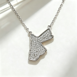 AMBER JEWELS T-3080 Collar con Colgante de Circonita Corte Marquesa, Plata 925, Cadena de Plata, Unisex, Clásico, para Uso Diario - Product Image 1