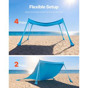 Tenda da Spiaggia UPF50+ con Protezione Solare, Altezza 2m, 3x3m, Facile da Montare, con 4 Sacchi di Sabbia e Pali per Stabilità, per Protezione Solare Estiva - Product Image 6