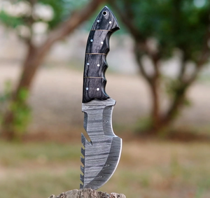 Couteau de chasse artisanal en acier Damas, couteau Tracker à lame fixe, couteau de camping extérieur, fabricant OEM - Product Image 3