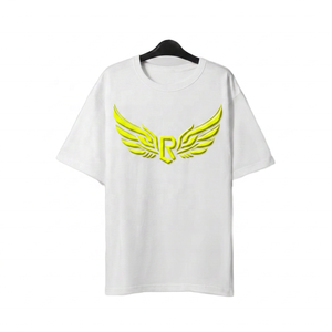 T-shirt en jersey de coton blanc à manches courtes et col rond pour homme, coupe classique, couleur unie, design uni, tissu tricoté - Product Image 3