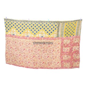 Vintage Kantha <b>Quilt</b> Fine Quality Stitching Reversible Wholesale Cotton Indian Reversible Hand Stitched Heavy <b>Throw</b> Old Sari - Product Image 1