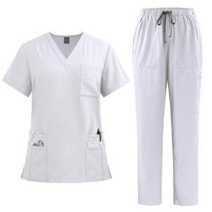 Hospital Scrubs Uniform <b>Sets</b> Woven Fabric Unisex Scrub <b>Sets</b> for <b>Doctor</b> Dental Clinic Salon Surgical Use with Customized Logo - Product Image 2