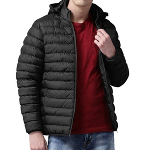 Men Fashion Casual Winter Jacket Outerwear Lightweight Padded <b>Coat</b> Hooded Regular Design Plus Size Warm Zipper - Product Image 4
