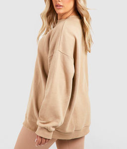 เสื้อฮู้ดดี้คอเต่าทรงหลวมแบบดรอปโชว์เดอร์ ผ้าเฟรนช์เทอร์รี่คุณภาพสูง ผลิตจากผ้าฝ้าย คอกลม ทรงโอเวอร์ไซส์ สำหรับผู้หญิง - Product Image 3