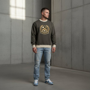 Sweat-shirt à col rond pour homme, couleur personnalisée, logo imprimé, coupe classique, tricoté, vêtements décontractés, hiver, respirant, écologique - Product Image 3