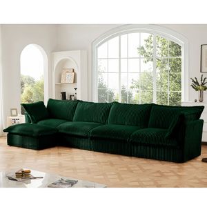Divano Angolare a L con Rivestimento, 4 Posti, Seduta Profonda, Braccioli Morbidi, 2 Grandi Cuscini Comodi per il Soggiorno - Product Image 3