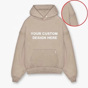 Sweat à capuche personnalisé avec logo, en molleton de coton et polyester, coupe oversize à épaules tombantes, broderie effet vieilli, 100% coton French Terry - Product Image 6