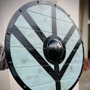 Escudo Vikingo de Calidad DIY de Ahmad Fabric, Madera Contrachapada Azul, Acero al Carbono, Diseño de Dragón Negro, Púas Centrales de Acero, Herramientas de Alta Calidad Personalizables - Product Image 3