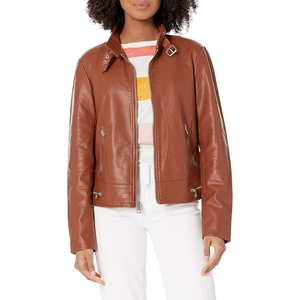 Ladies PU leather <b>jacket</b> classic biker design soft premium leather stylish fashion winter outerwear - Product Image 6