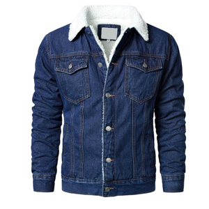 Chaqueta de Mezclilla de Algodón 100% de Alta Calidad, Personalizada, Casual, Ajustada, de Manga Larga, Estilo Urbano, para Hombre, Desgastada, Estilo Motero, Clásica, Vintage, Azul - Product Image 1