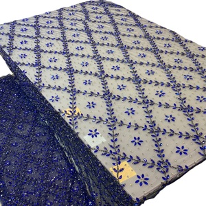 Tela de Tul Francés con Bordado de Diseño de Lujo, con Pedrería, Ecológica, Hecha a Mano, para Vestidos de Novia, de Alta Calidad y Gran Peso - Product Image 1
