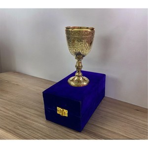 Handmade Brass <b>Goblet</b> Vintage Embossed Design Round <b>Wine</b> Cup for Wedding Decorative Use - Product Image 4