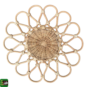 Sous-plat en rotin écologique réutilisable, fait main, en forme de fleur, pour table à manger, hôtel, décoration de mariage, style vietnamien - Product Image 1