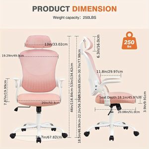 Mesh Ergonomic <b>Office</b> Chair Adjustable Flip-up Arms Headrests Comfortable Lumbar Support for Home <b>Office</b> <b>Computer</b> Desk Chair - Product Image 4