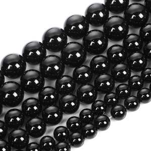 Perles rondes polies en onyx noir naturel, pierres précieuses énergétiques pour la fabrication de bijoux DIY, bracelets, options en gros - Product Image 3