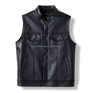 Chaleco de Motociclista de Cuero Genuino, Resistente, con Espacio Oculto para Portación de Armas, para Hombre - Product Image 1