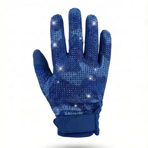 Gants de football américain personnalisés avec logo imprimé, poignées adhésives, plus de 1000 strass, fermeture Velcro, sangle réglable – Vente en gros - Product Image 6