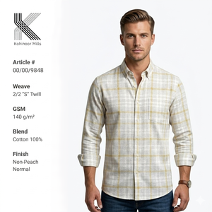 Chemise pour homme 100% coton 140GSM à carreaux 2/2 S Twill à manches longues OEM ODM - Product Image 1