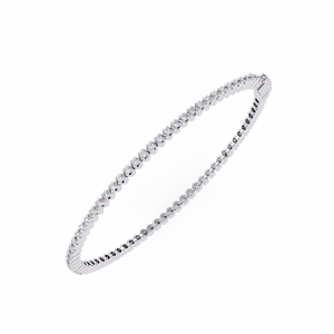 Brazalete de Eternidad con Diamantes Redondos – Brazalete Rígido Articulado con Diamantes de Laboratorio VVS DEF CVD en Oro Rosa Sólido de 10K, 14K, 18K, Joyería Fina - Product Image 1