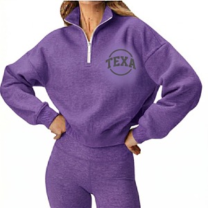 OEM ODM Service Custom Embroidery Logo Oversized <b>Jumper</b> Half Zip up Pullover Loose <b>Waffle</b> Color Blocking Sweatshirt for Women - Product Image 5