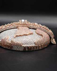 Pendentif Terre 3D Bicolore en Argent Sterling 925 pour Homme, Plaqué Rhodium, Moissanite VVS, Breloque Hip Hop Iced - Product Image 2