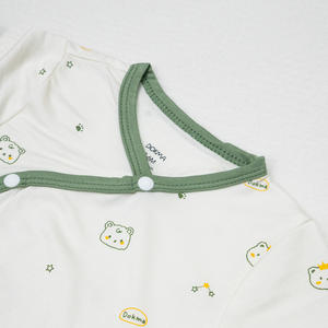 ALB07 Ensemble bébé mignon à manches courtes avec boutons latéraux, unisexe, tissu tricoté respirant, 95% bambou, 5% élasthanne, 4 saisons - Product Image 1