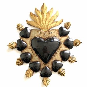 Cadre de miroir en métal finition or, motif soleil Sacré-Cœur, Milagros, décoration murale pour église et maison, personnalisable, cadeau catholique pour anniversaire - Product Image 1