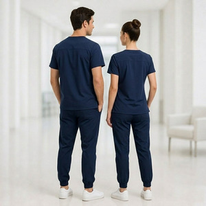 Ensemble de tenues médicales unisexe à col en V, respirant, extensible, anti-boulochage, uniforme d'hôpital OEM - Product Image 2
