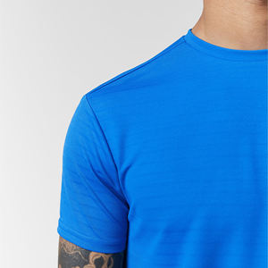 T-shirt à manches courtes pour homme, bleu, col rond, couleur unie, jersey décontracté, séchage rapide, coupe classique - Product Image 6
