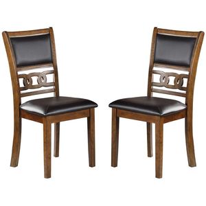 Set di 2 sedie da pranzo con rivestimento in noce con sedili e schienale unico per la colazione e il soggiorno in cucina - Product Image 2