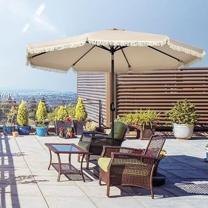 Sombrilla de Patio de 9 pies con Protección Solar, Elegante Sombrilla para Jardín, Piscina, Balcón, Decoración de Patio - Product Image 1