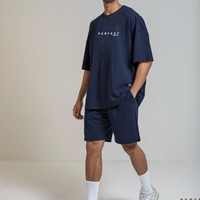 Ensemble 2 pièces d'été décontracté et respirant pour homme en jersey 100 % coton, avec t-shirt et short, 650g, personnalisable