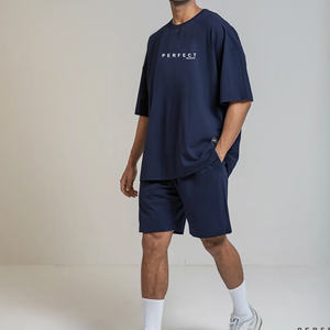 Conjunto Deportivo Informal para Hombre, Transpirable, 100% Algodón Jersey, 2 Piezas, Ropa de Verano, Camiseta y Pantalones Cortos, Trajes Deportivos Personalizados - Product Image 6