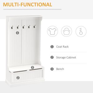 Appendiabiti 3-in-1 bianco per soggiorno con panca contenitore - Arredamento per la casa - Product Image 4