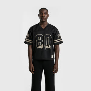 Camiseta de Fútbol Americano Personalizada de Malla Marrón, Estilo Urbano Holgado con Cuello en V para Hombre - Product Image 6