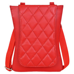 Bolso Bandolera Delgado de Cuero Genuino para Mujer, con Ranura para Tarjetas, Minimalista, Rojo, para Teléfono, con Cierre Magnético Ajustable, a la Moda - Product Image 1