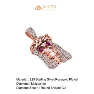Pendentif Croix Moissanite Or Rose Sertie de Pierres, Style Hip Hop, en Argent 92,5%, Bijou de Luxe Personnalisé Bling pour Hommes et Femmes, Idéal Cadeau - Product Image 6
