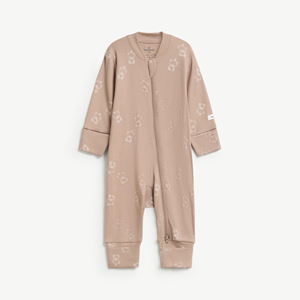 Mameluco ajustado de modal y elastano con estampado de oso, manga larga y broches para bebé recién nacido unisex, ODM Vietnam - Product Image 1