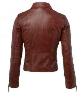 Custom Women Genuine Leather Biker Jacket Breathable Winter OEM ODM Custom Logo Embroidery Private Label Manufacturer - Product Image 2