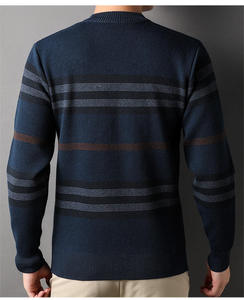 Suéter de punto para hombre 100% lana, cuello redondo, anti-bolitas, manga larga, con logo frontal, ODM, informal, para otoño - Product Image 6